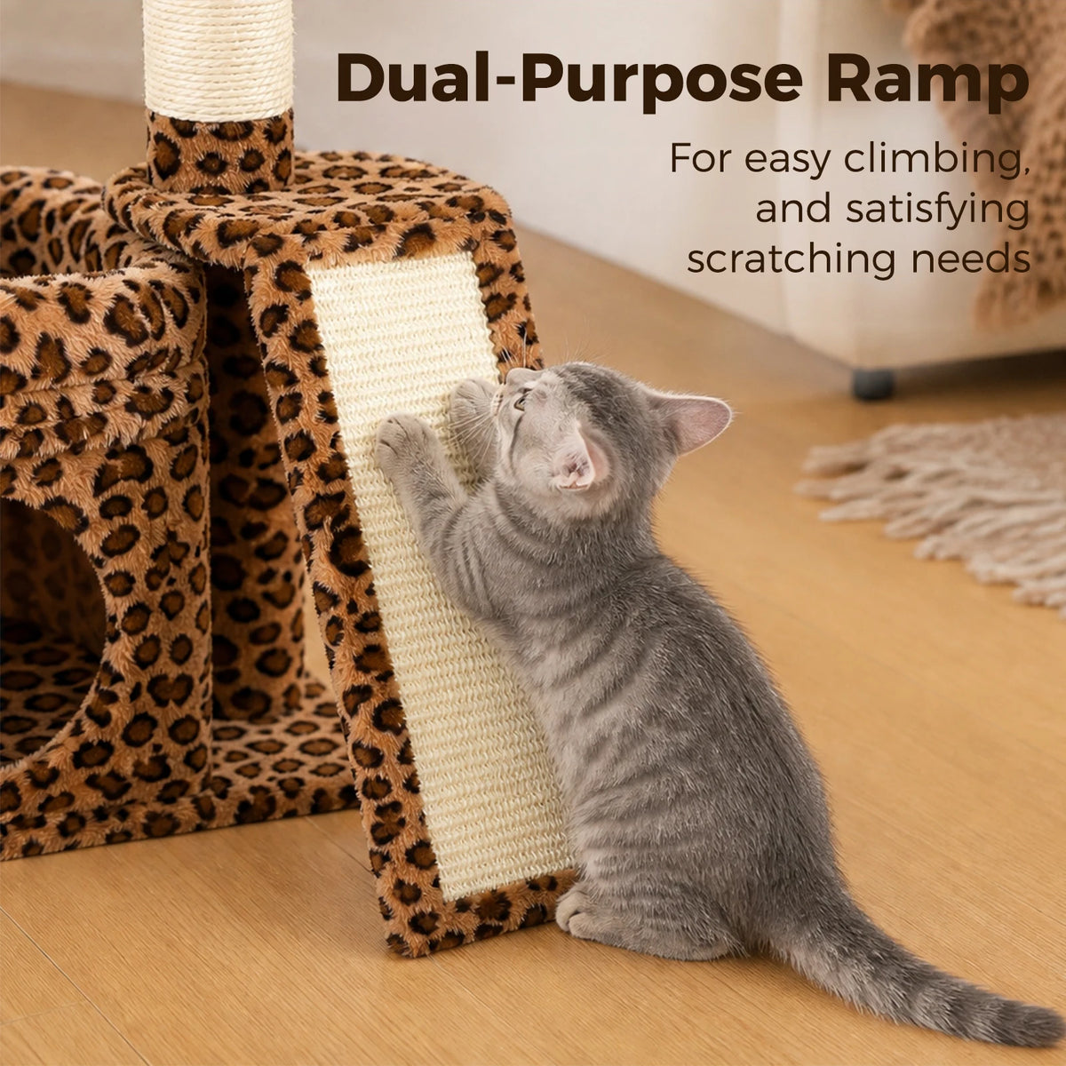 Small Cat Tree for Indoor Cat Tower with Sisal Scratching Post and Pad Wide Top Perch Large Cat Condo Cat Scratchers Cat Toys