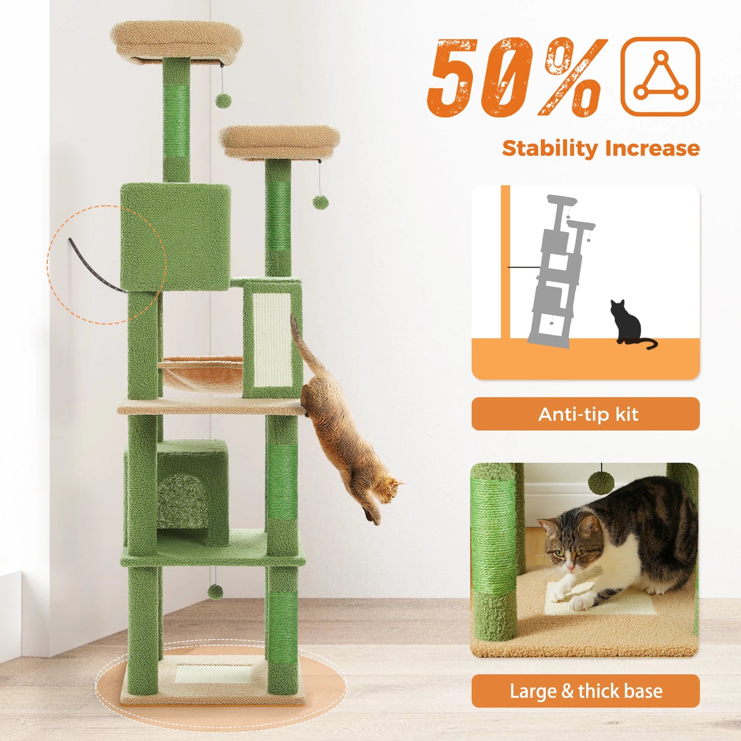 Multi-Level Cat Tree Tower with Scratching Posts, Condo, Hammock, Cat Scratching Board,Cat Accessories,Cat Furniture,Indoor Cats
