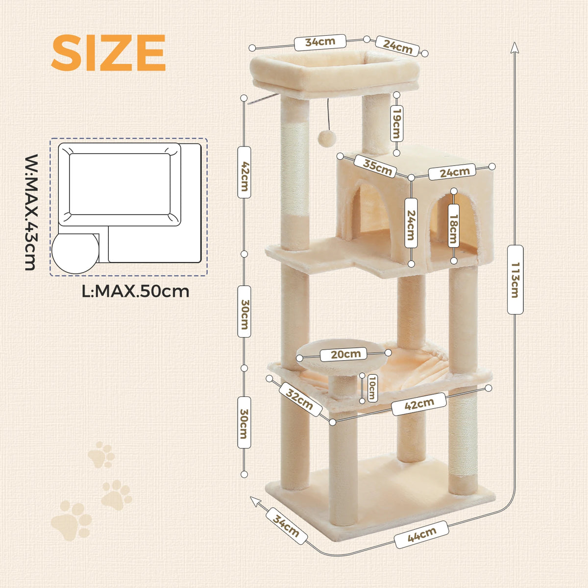 Multi-Level Cat Tree Tower with Scratching Posts, Condo, Hammock, Cat Scratching Board,Cat Accessories,Cat Furniture,Indoor Cats
