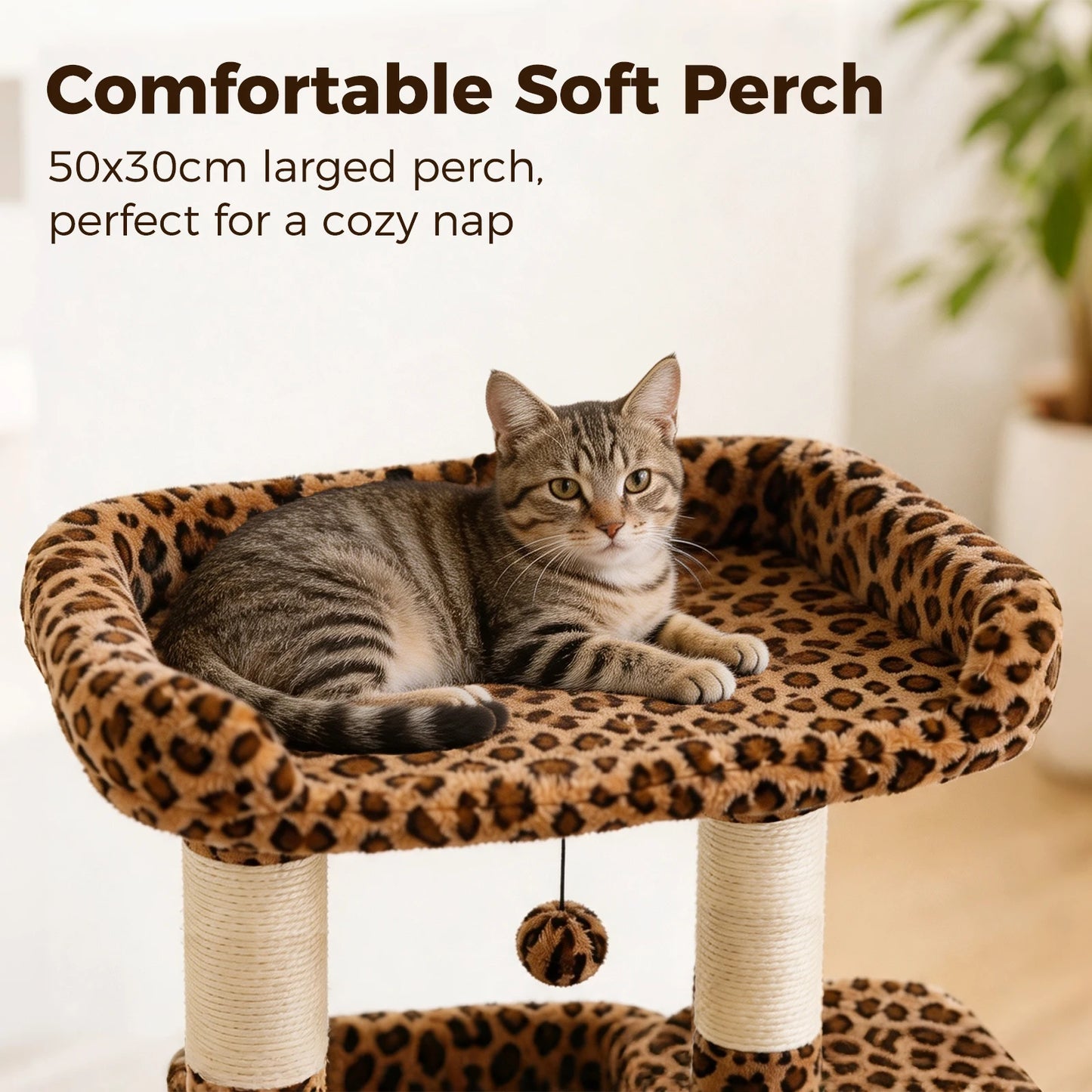Small Cat Tree for Indoor Cat Tower with Sisal Scratching Post and Pad Wide Top Perch Large Cat Condo Cat Scratchers Cat Toys