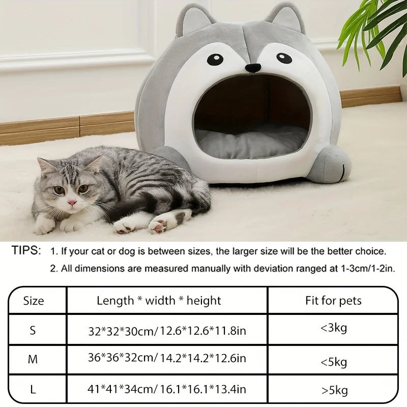 Cartoon Cat Bed Sleeping Dog Basket Tent Puppy Cave Sofa Pet Bed Small and Medium Cats House Cozy Kitten Cave Cushion