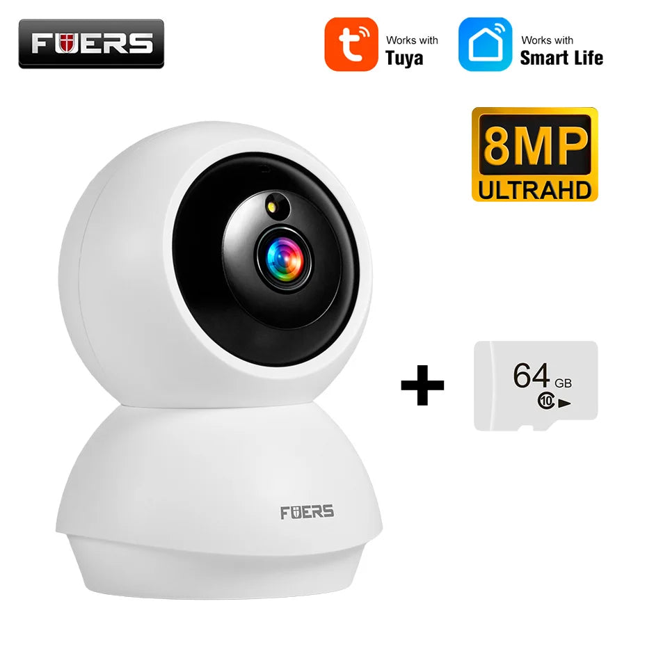 FUERS 4K 8MP WiFi IP Pet Camera Dog Camera Tuya Smart Home Security Wireless Surveillance Camera Baby Monitor Mini Cam