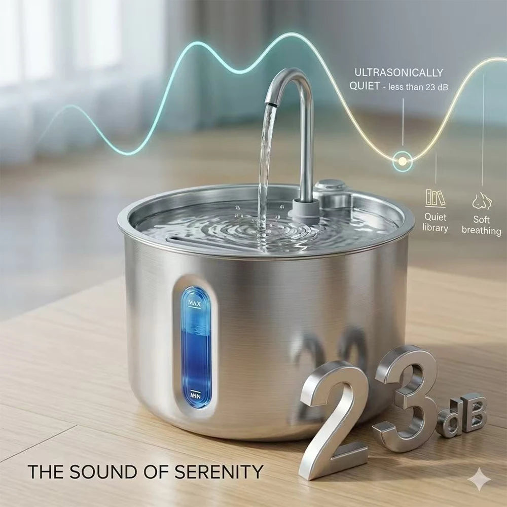 2.2L Stainless Steel Automatic Pet Water Dispenser Fountain For Cats And Dogs Drinking Bowl Easy To Clean Multiple Pets Supplies
