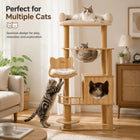 5-Tier 55' Cat Tree with Hammock & Transparent Space Capsule, Wooden Cat Tower with Scratching Posts, Cozy Multi-Level Activity Center for Indoor Cats 140cm