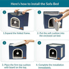Cat Beds For Indoor Cats - Large Cat Cave For Pet Cat House With Fluffy Ball Hanging And Scratch Pad, Foldable Cat Hideaway, 16.5x16.5x13 Inches, Grey