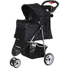 Dog Stroller 3/4-Wheels w/Storage Basket & Cup Holder Foldable Cat Pet Stroller