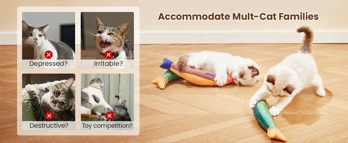 Cat Toys Fish,Teeth Grinding Catnip Toys,Soft and Durable,Kitten Toys Interactive Sounding Cat Chew Bite Plush Toys Cat Supplie