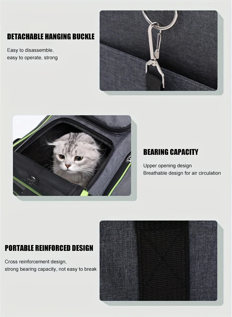 Dog Cat Pet Carrier Bag Foldable Travel Dog Carrier Two Side Expandable Pet Carrier Backpack Pet Travel Carrier