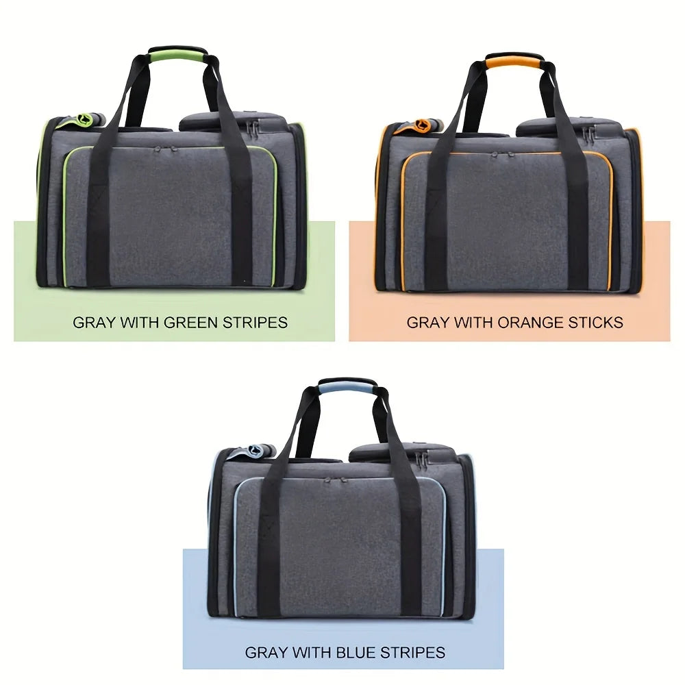 Dog Cat Pet Carrier Bag Foldable Travel Dog Carrier Two Side Expandable Pet Carrier Backpack Pet Travel Carrier