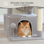 4-in-1 Cat Tree with Large Cat Condo, Sisal Scratching Post, Deep Hammock, Cozy Top Perch, Small Cat Tower for Indoor, Cat Toys