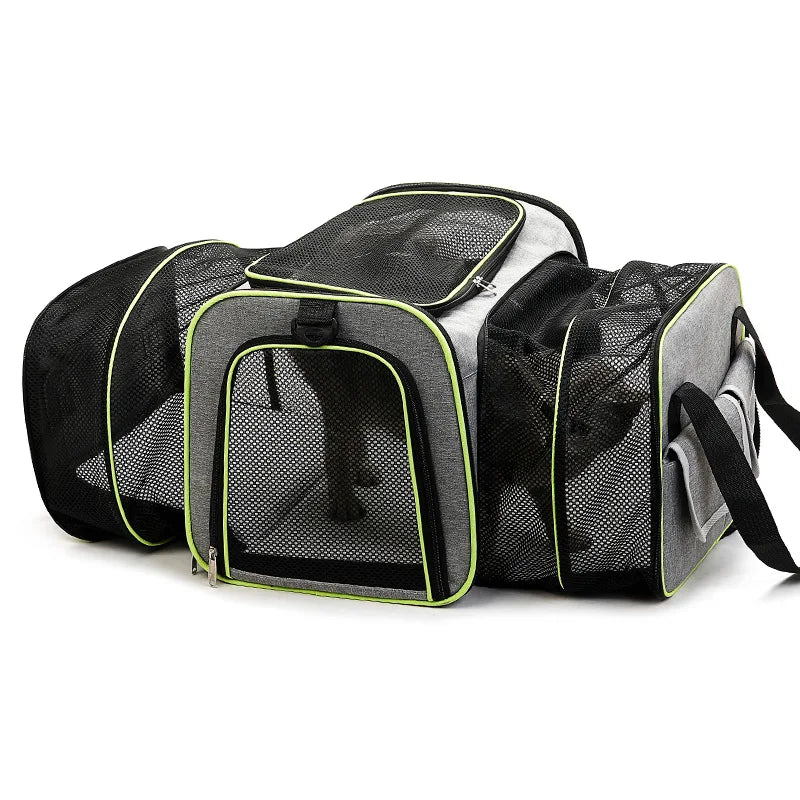 Double Expandable Pet Carrier Soft-sided Breathable Mesh Pet Travel Bag Airline Portable Large Capacity Cats Dogs Carrier Bag