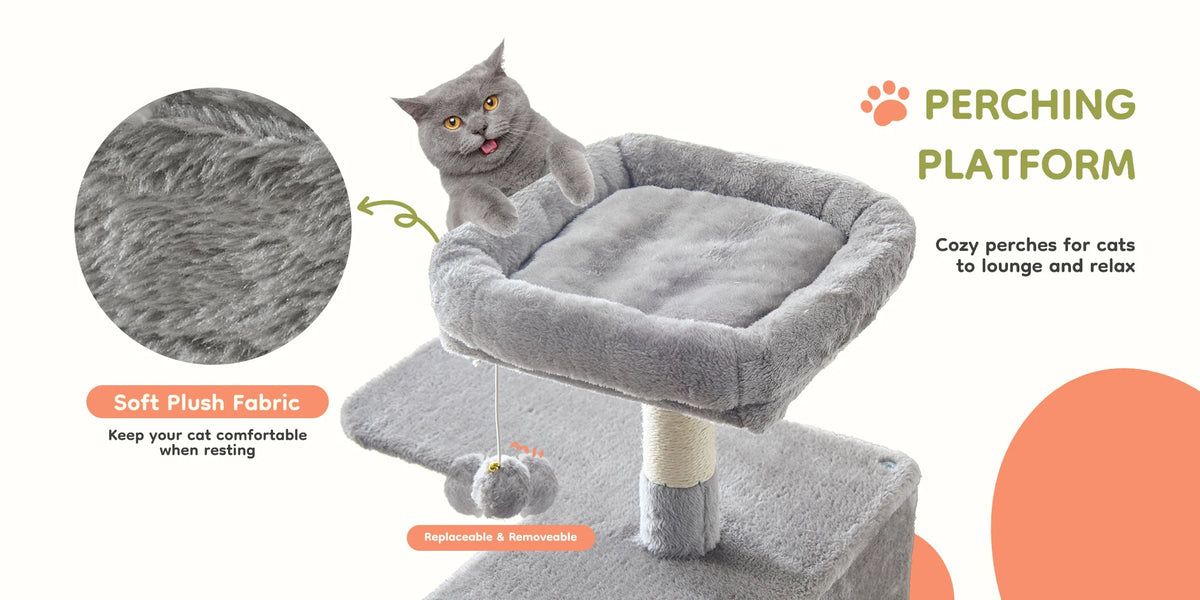 JHK Cat Tree Tower 66 Inch Large Multi Level Cat Climbing Tower with Condo Natural Sisal Scratching Posts Pet House for Indoor
