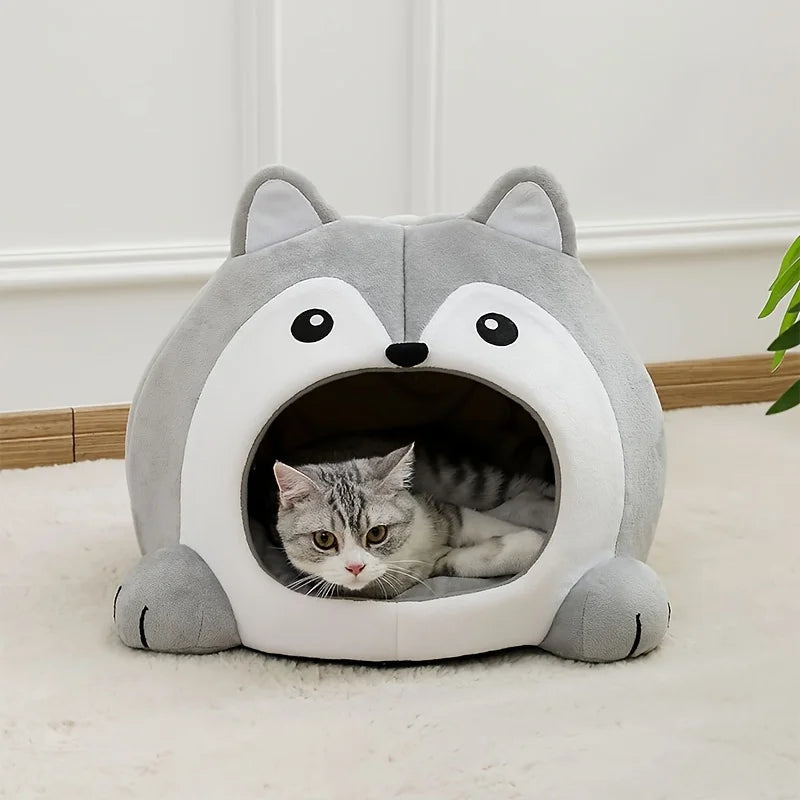 Cartoon Cat Bed Sleeping Dog Basket Tent Puppy Cave Sofa Pet Bed Small and Medium Cats House Cozy Kitten Cave Cushion