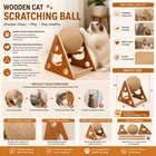 Wooden Cat Scratching Ball, Cat Sharpening Claws, Hand-Wrapped Sword, Jute Rope, Cat Climbing Frame, Cat Scratching Post, Durable Cat Toy.