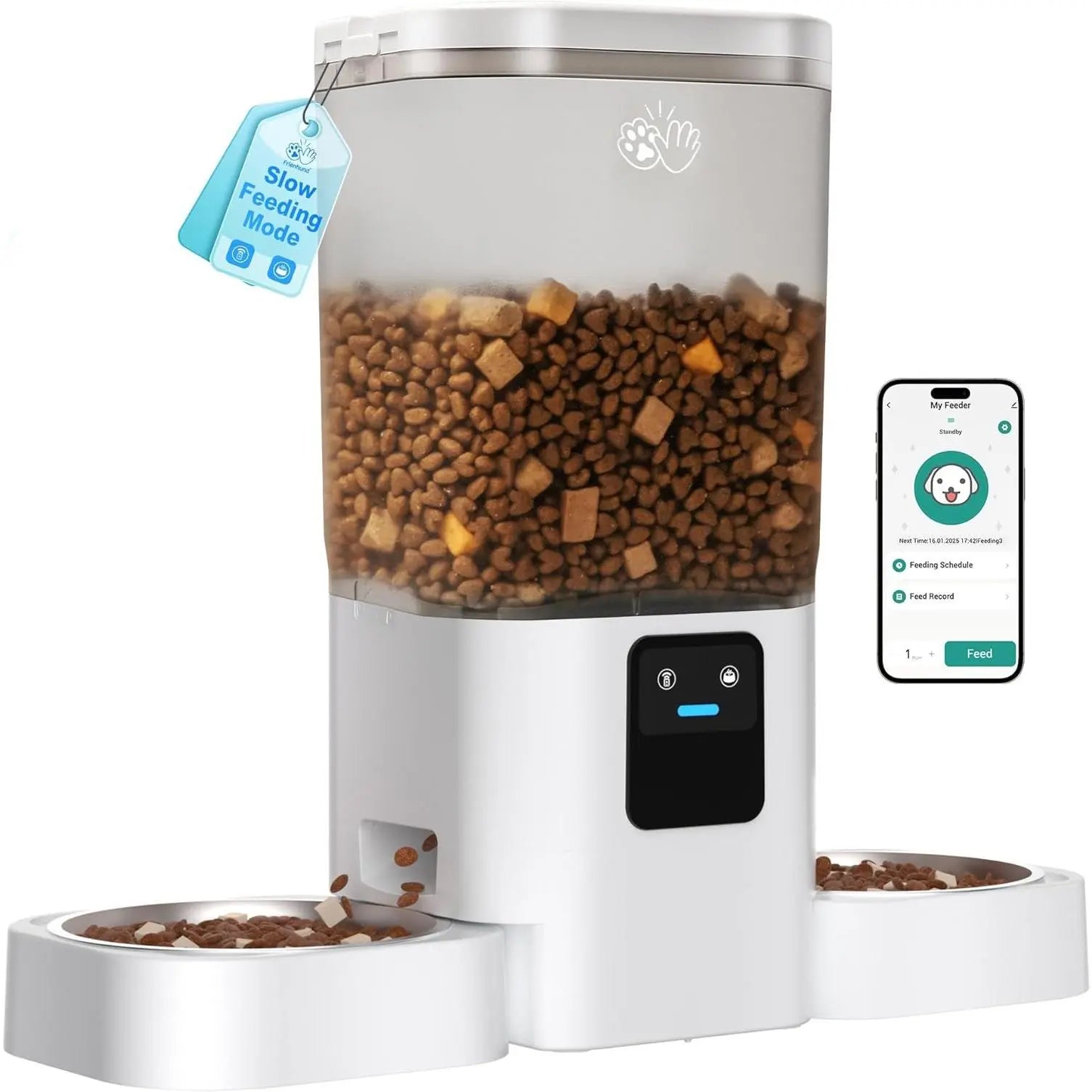 Dual Automatic Feeder with Camera for 2 Cats: 5G Wifi Automatic Feeder with Night Vision, 7L Auto Dispenser with Two Camera for Multiple Pet, Easy to Clean-29 Cup(Acf180W-A)