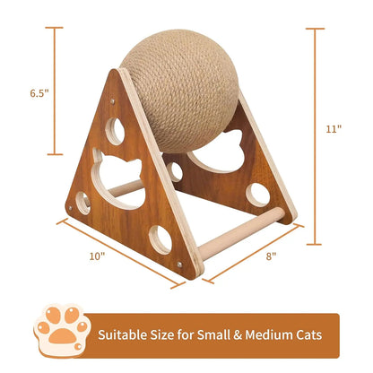 Wooden Cat Scratching Ball, Cat Sharpening Claws, Hand-Wrapped Sword, Jute Rope, Cat Climbing Frame, Cat Scratching Post, Durable Cat Toy.