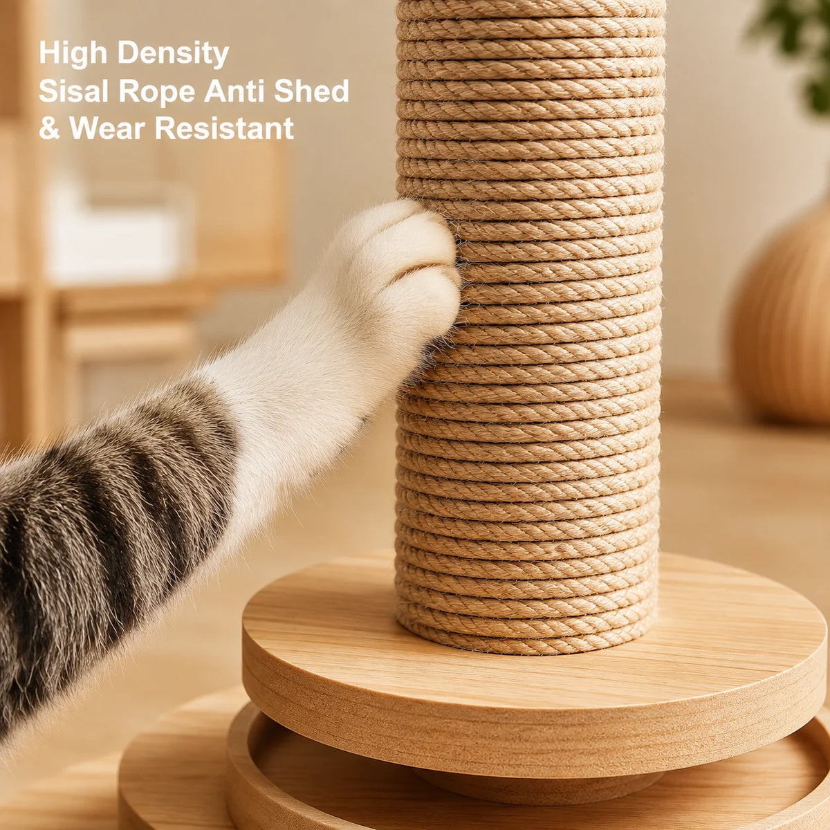 Sisal Cat Scratching Post Integrated Climbing Frame Durable Non Shed Scratch Pad Interactive Play Toy for Indoor Cats