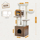 PAWZ Road Cat Tree with Litter Box Enclosure, 56.7-Inch Modern Cat Tower with Storage Cabinet and Spacious Wood Cat Condo, Sisal Covered Scratching Post and Repalcable Dangling Balls#Dealsforyoudays