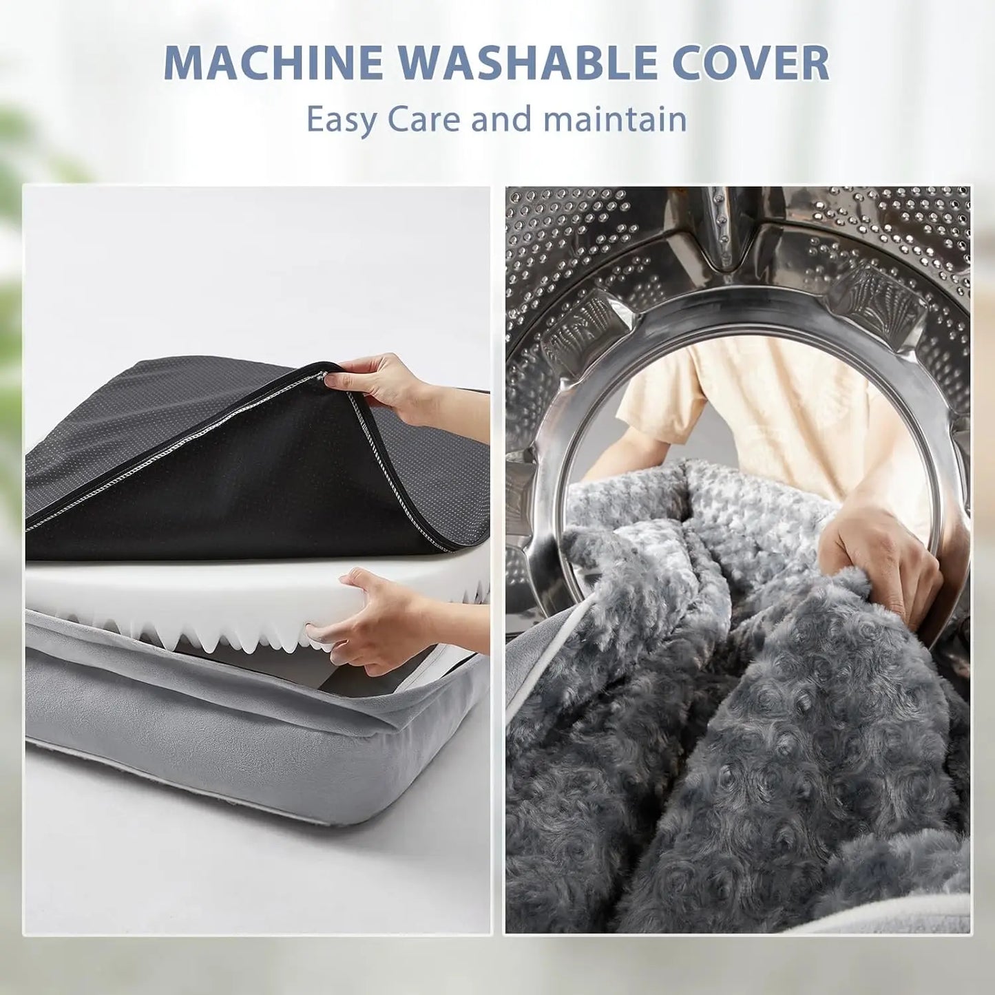 Orthopedic L-Shaped Extra Large Dog Bed - 42"X30"X6.5" Waterproof Velvet-Top Sofa, Pressure Relief Memory Foam, Joint Support, Detachable Washable Snap-Zipper Cover, Self-Warming Soft Surface, Non-Slip Bottom, Chew Resistant, for Apartment Decor