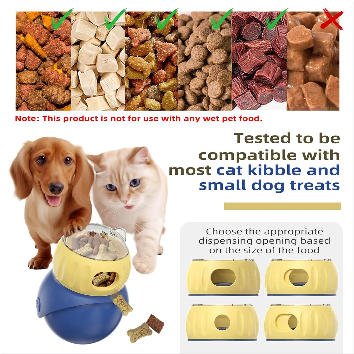 Indoor Cats Weight Loss Wobble Tumbler Feeder Food Dispenser, Fun Sliding Rolling, Enrichment Portion Control Slow Feeder for Kittens & Adult Cats