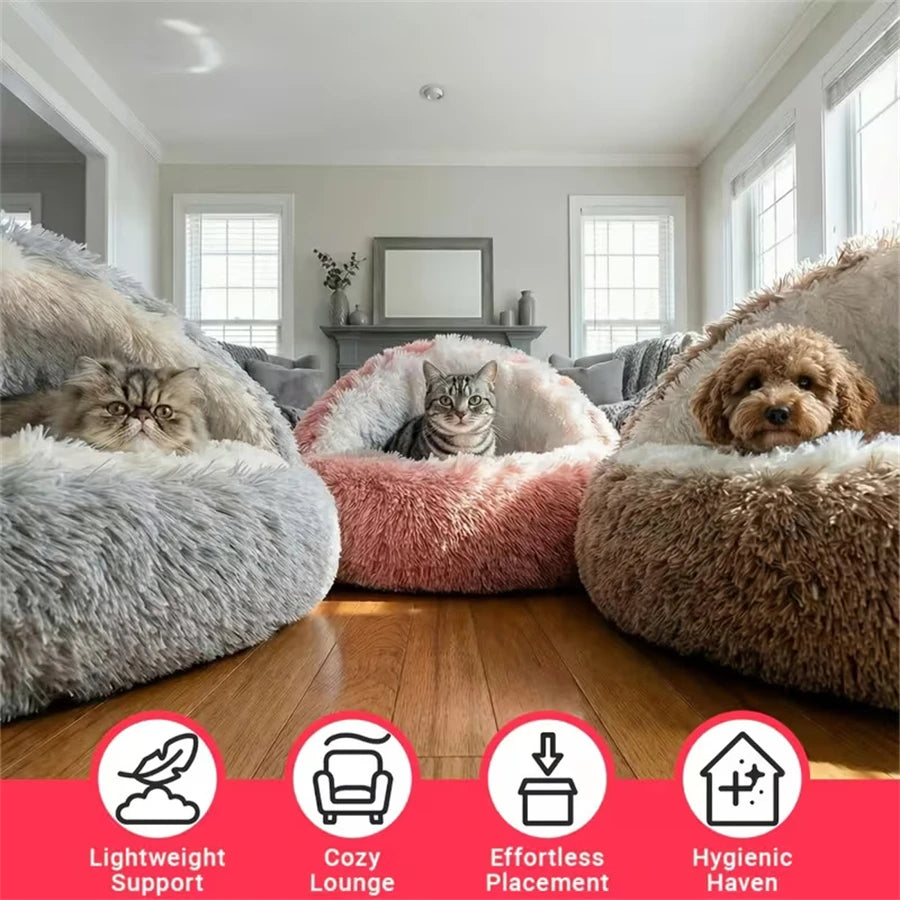 Cozy Cats Beds Pad Dogs Mattress Warm Soft Plush Pets Bed Shell-Shaped Semi-Enclosed Cat Sleeping Nests for Small Dogs Kitten