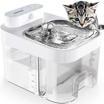 HAPAW Smart Cat Water Fountain, Filter-Free Automatic Pet Water Dispenser with Clean & Used Water Separation, 2.4Ghz Wi-Fi App Control and 5000Mah Battery Backup for Indoor Cats