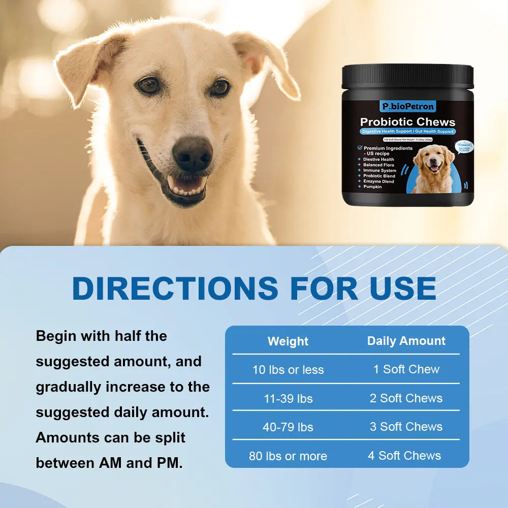 Probiotics for Dogs, Support Gut Health, Occasional Diarrhea, Digestive Health & Seasonal Allergies - Salmon Flavor, 100 Soft Chews