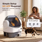 Alifuraha Smart Self-Cleaning Automatic Litter Box - Portable Open-Top, 3.5Lbs-22Lbs Mixed Cats, Large Capacity, App-Free Plug-And-Play, 4-Layer Advanced Safety, Easy-Washable Drum, 15-Day Hands-Free Traveling, Odor Control, Auto/Manual Modes, Portable Li