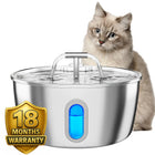 Round One Cat Water Fountain Stainless Steel - 3.2L/108Oz Pet Water Fountain for Cats Indoor - Automatic Pet Watering Dispenser (1 Filter) Pat Water Fountain