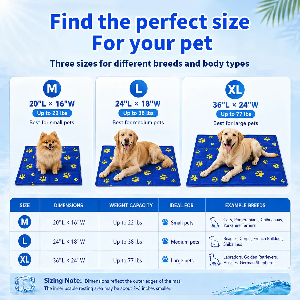 Dog Cooling Mat, Reusable Gel Cooling Pad for Dogs & Cats, Waterproof Scratch-Resistant Pet Cooling Bed for Home, Car, Crate & Outdoor Small Apartment Gear