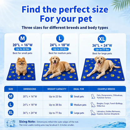 Dog Cooling Mat, Reusable Gel Cooling Pad for Dogs & Cats, Waterproof Scratch-Resistant Pet Cooling Bed for Home, Car, Crate & Outdoor Small Apartment Gear