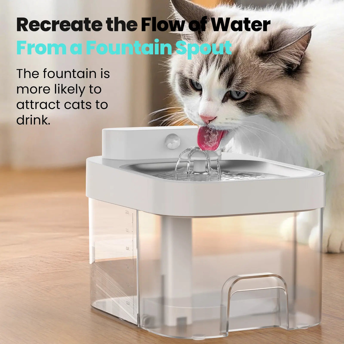 HAPAW Smart Cat Water Fountain, Filter-Free Automatic Pet Water Dispenser with Clean & Used Water Separation, 2.4Ghz Wi-Fi App Control and 5000Mah Battery Backup for Indoor Cats
