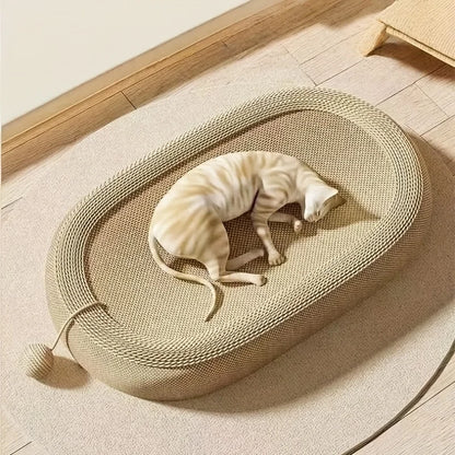 59X39Cm Cat Durable Sleep Play Natural Sisal Scratching Board with Built in Cat Litter Box Claw Care Toy Use in All Four Seasons