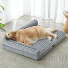Orthopedic L-Shaped Extra Large Dog Bed - 42"X30"X6.5" Waterproof Velvet-Top Sofa, Pressure Relief Memory Foam, Joint Support, Detachable Washable Snap-Zipper Cover, Self-Warming Soft Surface, Non-Slip Bottom, Chew Resistant, for Apartment Decor