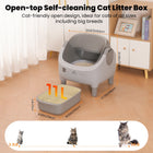 Upgraded Self-Cleaning Cat Litter Box with Raised Step, Monitor + Control via Smart App, Odor Control & Health Monitoring & Safety Protection & Low Noise, Large Automatic Litter Box for Multiple Cats