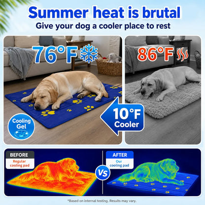 Dog Cooling Mat, Reusable Gel Cooling Pad for Dogs & Cats, Waterproof Scratch-Resistant Pet Cooling Bed for Home, Car, Crate & Outdoor Small Apartment Gear