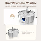 Neareal Oval Stainless Steel Automatic Pet Feeder - 108Oz/3.2L Fountain for Dogs & Cats with Water Level Window, Drinking Water Bowl, Power Supply, Hydration Boost, Easy to Clean, Odor-Eliminating Gift, Automatic Water Feeder