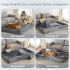 Orthopedic L-Shaped Extra Large Dog Bed - 42"X30"X6.5" Waterproof Velvet-Top Sofa, Pressure Relief Memory Foam, Joint Support, Detachable Washable Snap-Zipper Cover, Self-Warming Soft Surface, Non-Slip Bottom, Chew Resistant, for Apartment Decor