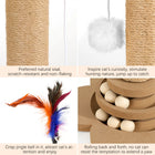 Pawaboo 9.45'' Cat Scratching Post, Cat Scratcher Tree Tower Scratching Posts for Indoor Cats, Sisal Kitten Scratch Posts Trees with Hanging Fluffy Balls and Track Balls, Furniture Protector Cat Toys Wood