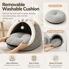 Semi Enclosed Cat Bed Cozy Cat Cave House Soft Washable Pet Bed for Indoor Cats and Kittens