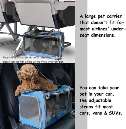 Pet Carrier for Large and Medium Cats,20 Lbs Lightproof Soft Sided Pet Carrier for Large Cat & Small Dog Airline Approved Travel Bag Puppy Carriers Foldable Portable for Outdoor Car Pink or Blue