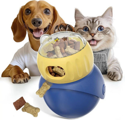 Indoor Cats Weight Loss Wobble Tumbler Feeder Food Dispenser, Fun Sliding Rolling, Enrichment Portion Control Slow Feeder for Kittens & Adult Cats