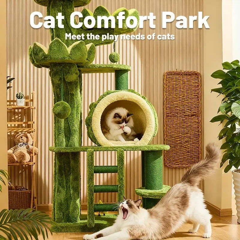 80.3 Inches Tall Cat Tree for Indoor Cats, Multi-Level Cat Tower with Cat Condos, Top Perches, Cozy Basket,Hammocks, Large Pet Activity Structure