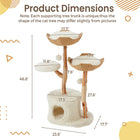 EROMMY Natural Wood Cat Tree - 37-Inch Holiday Edition, Hand-Woven Baskets, Sisal Scratching Posts, Star Scratcher, Festive Santa Hat Design, Wide Base for Calm Play, Washable Cover, Interchangeable Parts, 2 Hanging Stars, Cozy Indoor Tower for 2 Cats