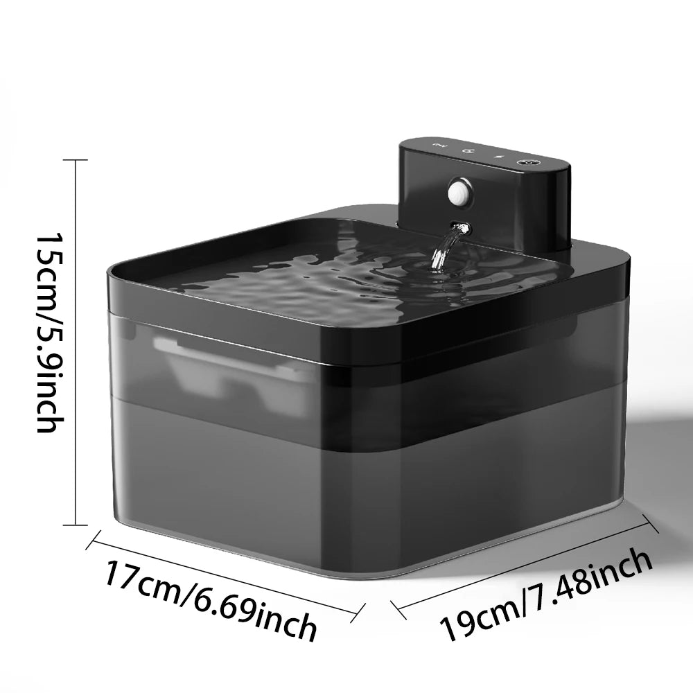 2.2L 5V Wireless Charging Cat Fountain Operated Automatic Pet Drinking Water with Motion Sensor Dog Cat Water Dispenser Bowl