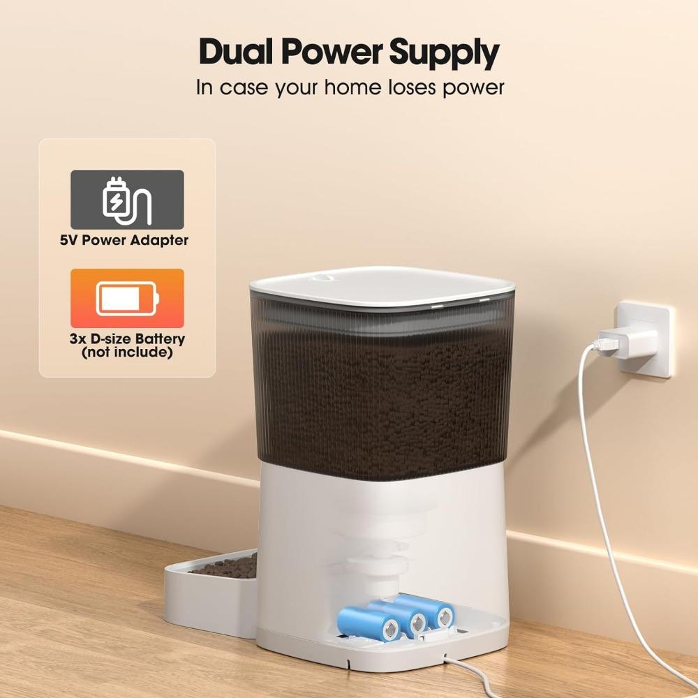 Automatic Cat Feeder with 1080P Camera, 7L Wifi Cat Food Dispenser with Remote App Control, Voice & Video Record,Pet Feeders