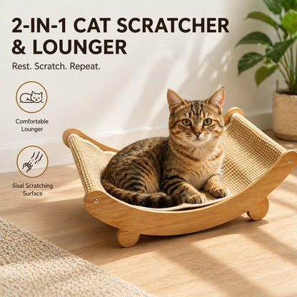 Natural Fiber Cat Scratching Bed, Durable Cat Scratch Board, Large Cat Claw Pad, Prevents Furniture Damage, Wooden Pet Home Decor, Natural Sisal Scratcher